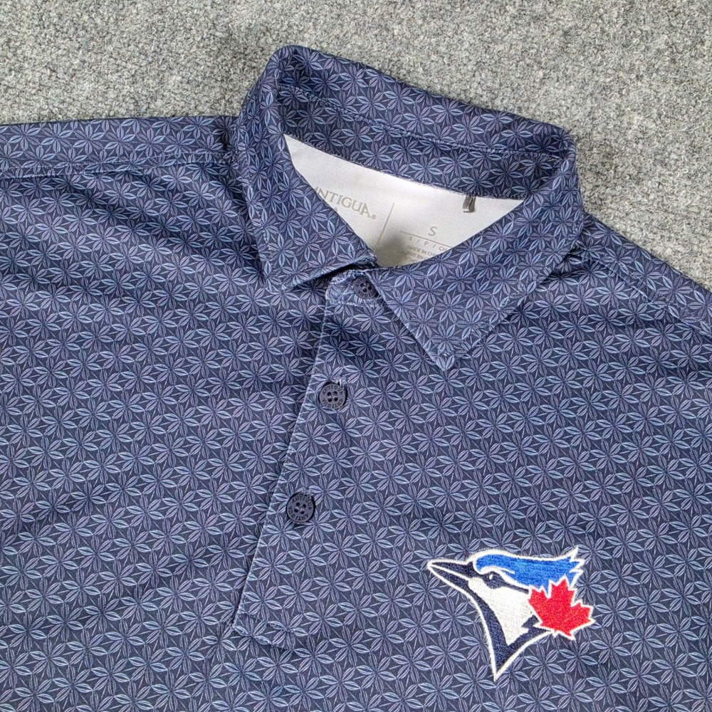 Antigua Relic Polo Shirt Mens S Navy Toronto Blue Jays Geo Floral MLB 105050
